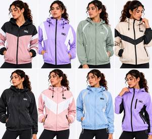 เสื้อแจ็คเก็ตบอมเบอร์ผู้หญิง Solomon Global Apparel OEM แบบสั่งทำพิเศษ มีฮู้ดตัดสี น้ำหนักเบา ซิปหน้า สปอร์ตบุขนแกะ ซับในถอดออกได้ - Product Image 6