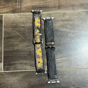 2025 Wholesale New Arrival Tooled Genuine Leather Flower Design <b>Watch</b> Band for Men & Women Luxury <b>Watch</b> <b>Straps</b> with Metal Clasp - Product Image 6