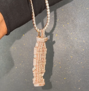 สร้อยคอจี้รูปตัวอักษรประดับเพชรโมอิสซาไนต์แบบ Iced Out ชุบทอง/เงิน เงินแท้ 925 สไตล์ฮิปฮอป สำหรับผู้ชาย ชุดของขวัญเครื่องประดับแบบกำหนดเองได้ - Product Image 3