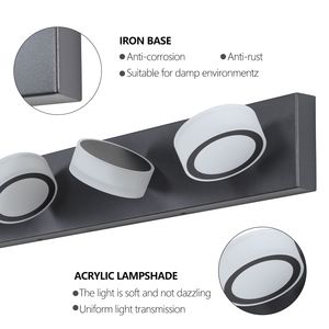 Applique murale de salle de bain moderne à 5 lumières LED de 37 po, noir élégant, avec miroir pour douche - W1340110593/L2009 - Product Image 4