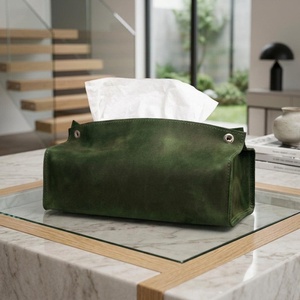 Boîte à mouchoirs en cuir de luxe anti-odeur, étui porte-serviettes avec fermeture à bouton, pliable, anti-poussière, portable, simple et décontracté - Product Image 1