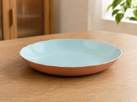 Assiette ronde bleu bronze 23,1 cm, en grès Zisha émaillé, assiette de service en céramique mate