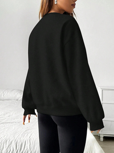Sudadera informal de manga larga holgada de color liso para mujer, talla grande - Product Image 5