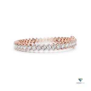 7.52 CT Rose <b>Gold</b> Emerald Cut Lab Grown Diamond Tennis Bracelet in 14K <b>Solid</b> <b>Gold</b> - Product Image 2