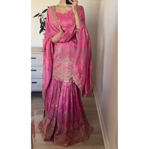 Ensemble haut et pantalon en georgette lourde pure Simar pour femmes, pour les occasions spéciales - Product Image 6