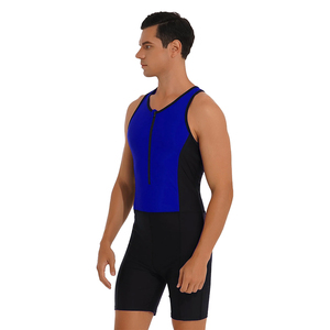 Combinaison de lutte sans manches pour hommes adultes, bleue et noire, pour la musculation et le sport - Product Image 3