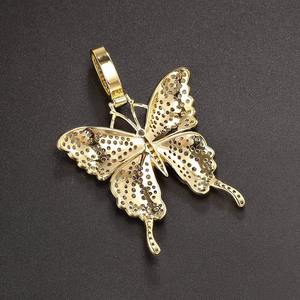 Collier Papillon Tendance avec Pendentif Givré pour Femme, Couleur Or, Cristal, Style Hip Hop Rock, Chaîne Cubaine en Acier Inoxydable, pour Mariage et Fête - Product Image 2