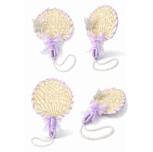Abanico de mano para boda, de bambú y ratán, colorido, con lazo y decoración de perlas, venta al por mayor de fábrica de Vietnam, suministro personalizado - Product Image 2