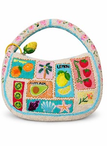 Beaded Half Moon Handbag With Fruit <b>Patchwork</b> Design Handmade Casual Shoulder <b>Bag</b> - Product Image 3