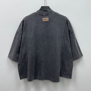 Nuevas Camisetas Personalizadas con Estampado de Patchwork, Hombros Caídos, Algodón Grueso, Camisetas Oversize, Estilo Urbano, Lavado Ácido, Camiseta para Hombre de Alta Calidad - Product Image 5