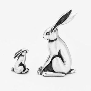 Escultura de conejo de aluminio fundido de diseño, adorable figurita metálica de fauna silvestre, adorno decorativo para interiores de lujo - Product Image 5