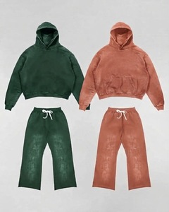 Conjunto Deportivo Informal Unisex con Estampado Animal, Sudadera con Capucha y Pantalones de Algodón de Color Sólido, Dos Piezas, Corte Holgado, Ropa de Otoño - Product Image 3