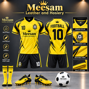 Maillot de football pour homme, jaune et noir, col en V, sans manches, respirant, séchage rapide, grande taille, polyester, uniforme de football pour adulte, été - Product Image 3