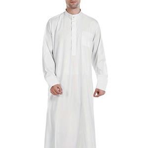 Custom Premium Casual Saudi Collar <b>Thobe</b> Islamic Jubba <b>Men</b> 2 Side Pockets Inner Mobile Pocket Breathable Polyester Fabric Floor - Product Image 1