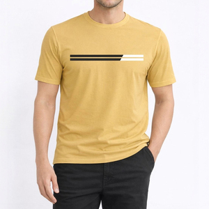 เสื้อยืดคอกลมแขนยาวทรงโอเวอร์ไซส์ผ้าฝ้ายถัก 100% สีเหลือง พิมพ์โลโก้ตามสั่งสำหรับผู้ชาย สไตล์สตรีทแวร์พรีเมียมลำลอง - Product Image 1