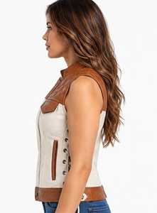 Chaleco de Cuero para Mujer de Primera Calidad con Cuello Alto - Product Image 3