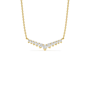 Collar de diamantes cultivados en laboratorio al por mayor, colgante delicado en forma de V, oro macizo de 14 quilates, elegante collar con colgante fino, regalo para ella - Product Image 1