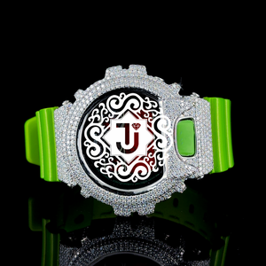 Montre de luxe entièrement sertie de diamants blancs, bracelet en caoutchouc, design entièrement cristallin pour hommes, idéale pour les soirées, disponible à un bon prix - Product Image 1