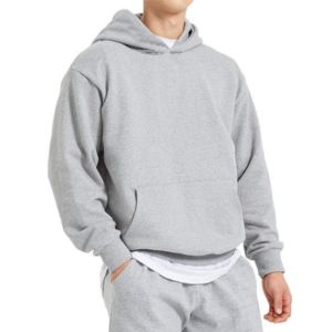 Sweat-shirt à capuche blanc pour homme, coupe classique, en coton French Terry, décontracté, pour l'automne, avec poche - Product Image 4