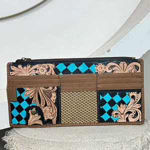 Pare-soleil de voiture en cuir véritable artisanal à motif floral et à carreaux, élégant, avec pochette de rangement pour cartes et porte-documents, accessoires - Product Image 4
