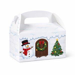 Recyclable Custom Xmas Holiday Gift Bags Packaging Boxes with Handle - Product Image 1