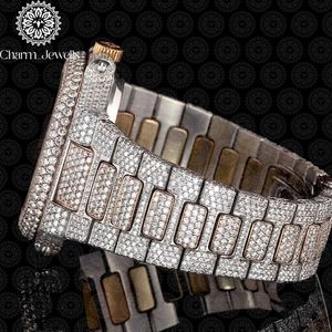 Montre de luxe pour homme Charm_Jewells en acier inoxydable, boîtier rond de 42 mm, mouvement mécanique analogique, chronographe, accents de diamants - Product Image 4
