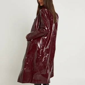 Manteau long en cuir pour femme, style coréen, nouvelle collection hiver 2026, avec ceinture, pour occasions formelles, vente en gros - Product Image 2