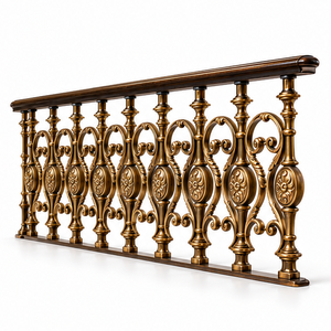Rampe d'escalier en métal bronze orné avec balustres ovales et volutes décoratives pour intérieurs de luxe - Product Image 1