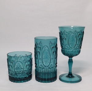 Unbreakable Vintage Embossed Plastic <b>Goblet</b> <b>Wine</b> Glass for Christmas Party Wedding - Product Image 4