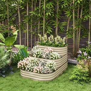 Set di Fioriere Rialzate a 3 Livelli con Fondo Aperto, 62.25 X 43 X 32.25, con Bordo di Sicurezza per la Coltivazione di Verdure, Erbe e Fiori - Product Image 2