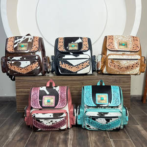 Nouveaux sacs à dos pour femmes en cuir de vachette artisanal western, élégants, avec pierre turquoise, poignée souple, sacs de voyage - Product Image 2
