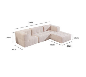 Modern Modular Wood Boucle Fabric Sofa | <b>Square</b> Sectional Couch Vacuum Packed No Assembly Living Room Villa Apartment | Horti - Product Image 4