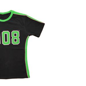 T-shirt ALPHA PHI ALPHA style USA 1908, col rond grec avec logo brodé en chenille personnalisé, noir et vert - Product Image 3