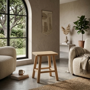 Tabouret rectangulaire en teck massif, tabourets de salon, ottomanes, banc en bois artisanal, chaise basse d'appoint, mobilier d'extérieur - Product Image 2