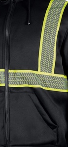 Wholesale Men's High Visibility Safety Reflective Sweatshirt <b>Wool</b> Fleece Zipper Jacket Hoodie Customizable Safety Vest with Logo - Product Image 2
