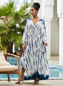 V Neck Maxi Abaya <b>Dress</b> Tie Dye Pattern <b>Loose</b> Fit Three Quarter Sleeve Cotton Modest Style Women's Daily Wear Summer - Product Image 6