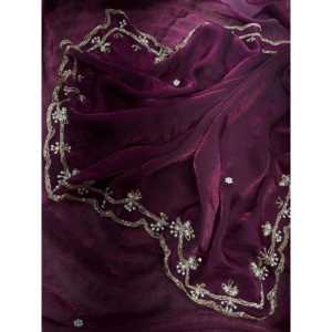 Hermoso Sari de perlas hecho a mano para fiestas y carrera Elegante vestido de fiesta - Product Image 5