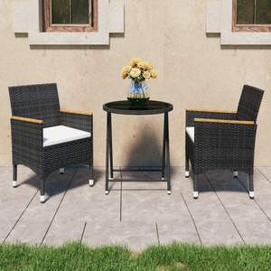 Ensemble bistrot noir crème pour mobilier de jardin et de repas en plein air - Product Image 1