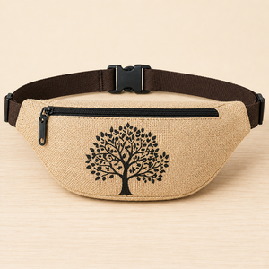 HINDVANTA GLOBAL Sac banane/bandoulière/ceinture en jute durable avec fermeture éclair, logo personnalisé, multi-compartiments, pour voyage et rangement - Product Image 1