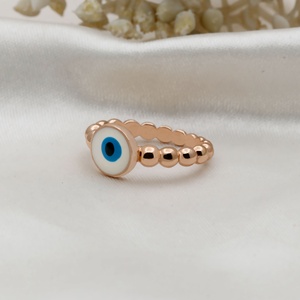 Wholesale 925 Sterling Silver Rose Gold Plated Enamel Evil Eye <b>Ball</b> Bead <b>Ring</b> Memoria Jewels - Product Image 5