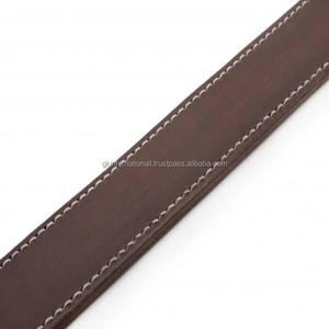 Collar de perro de cuero marrón extra ancho duradero con costuras blancas y relleno suave de vaca, Collar de perro de cuero para mascotas a precio mayorista - Product Image 6