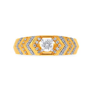 Anillo Solitario para Hombre con Diseño de Flechas, Anillo Solitario de Oro Amarillo Premium para Hombre con Piedra Redonda Brillante de Circonia Cúbica - Product Image 3