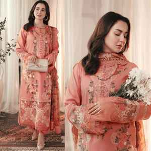 Nouvelle Collection Vêtements d'été en promotion : Salwar Kameez pakistanais 3 pièces, best-seller, en tissu lawn non coupé, infroissable et réversible pour femmes - Product Image 3