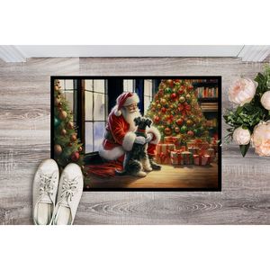 Schnauzer Santa Claus Doormat Non Slip Washable Low Pile 24H X 36W <b>Indoor</b> Outdoor Front <b>Door</b> <b>Mat</b> for Entryway - Product Image 2