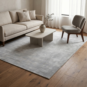 Tapis à poils épais gris clair Silver Mist, tufté à la main, antidérapant, écologique, texturé uni, pour salon et chambre à coucher - Product Image 3
