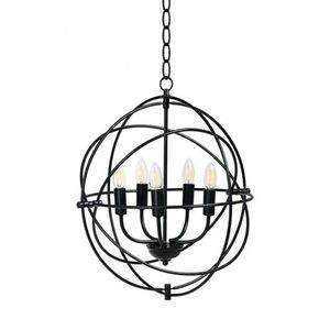 20\" Metal Chandelier with 5 Pivoting Interlocking Rings 5 Pendant Lights - Product Image 3