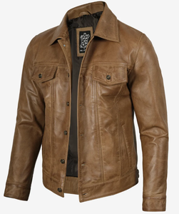 Premium <b>Men</b>’s Leather <b>Trucker</b> <b>Jacket</b> Custom Genuine Leather Classic Fit Wholesale Stylish Casual Outerwear Wholesale Supplier - Product Image 1