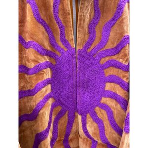 Chaqueta de Algodón de Punto con Terciopelo Bordado a Mano para Mujer, Cuello Mandarín, Manga Larga, Estampado Floral, Frente Abierto, Estilo Prairie, Invierno/Primavera - Product Image 6