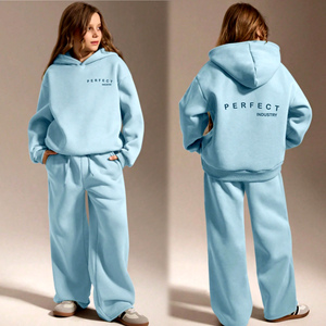 Ensemble sweat-shirt et pantalon de survêtement oversize pour jeunes filles, en coton éponge tricoté respirant 500 GSM, teint uni, coupe large, haute qualité, hiver - Product Image 2