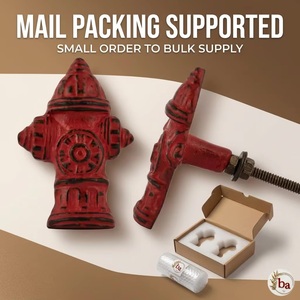 Cast Iron Modern Fire Hydrant <b>Cabinet</b> Knob in Distressed Red Finish for <b>Bathroom</b> & Home Office Eco-Friendly Easy Installation - Product Image 3